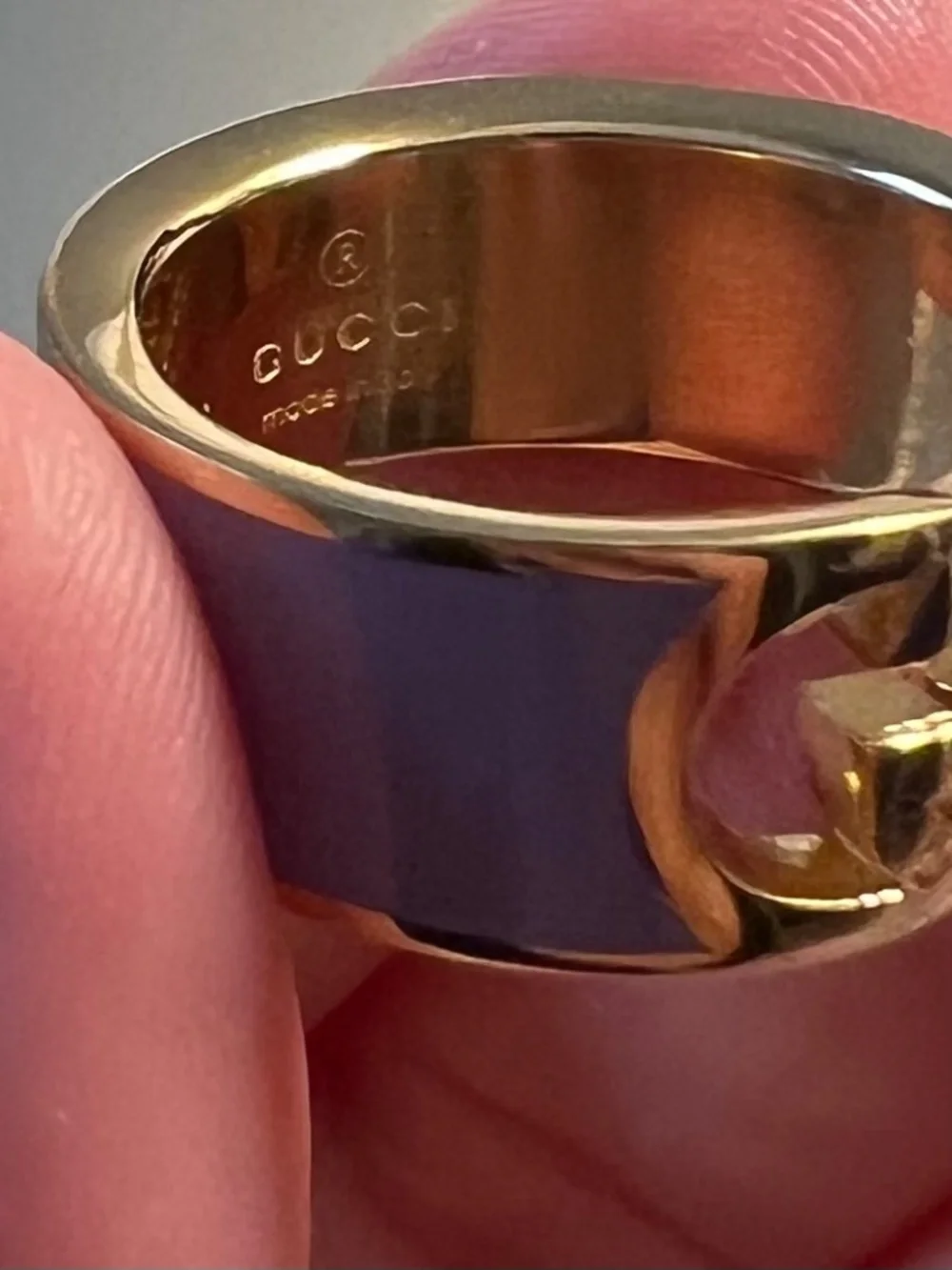 Authentic GUCCI Interlocking G Purple Enamel Ring - Size L or 8.5 US - Picture 3 of 7